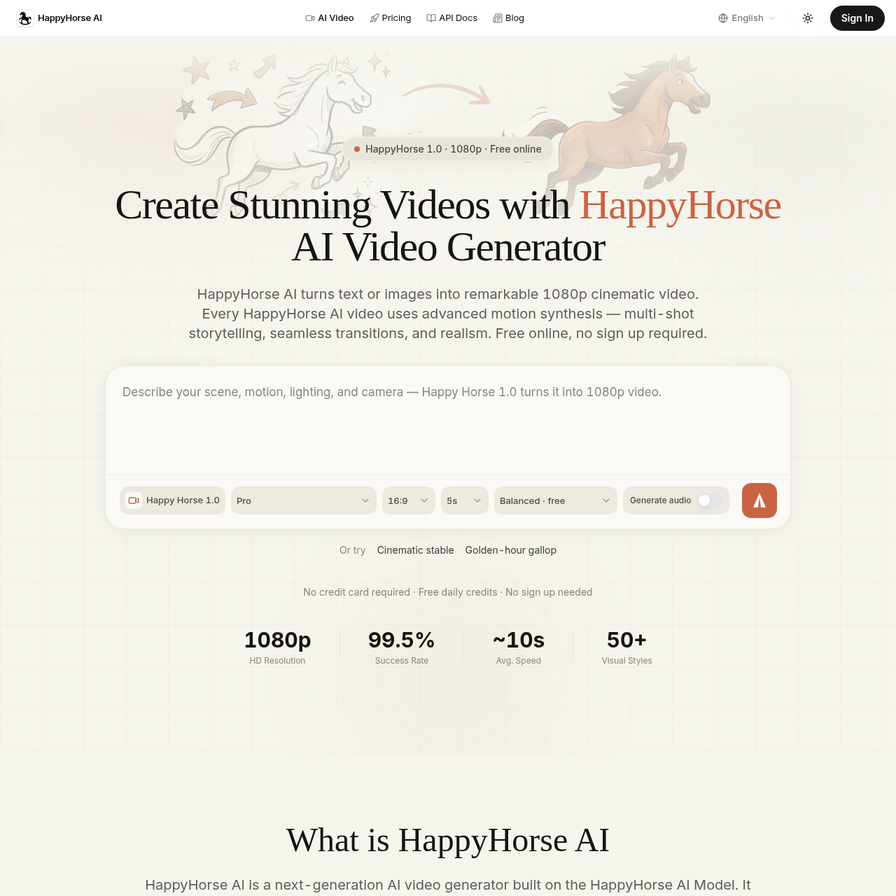 HappyHorse AI demo interface